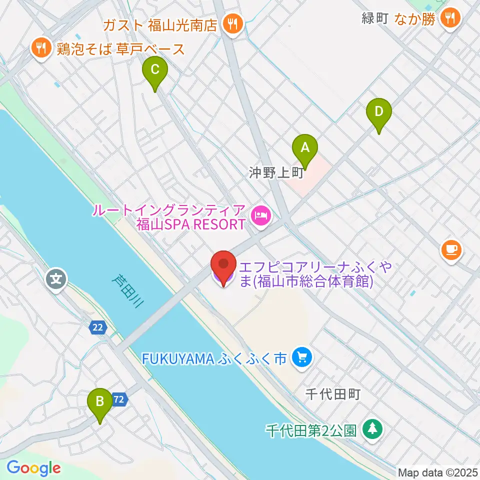 エフピコアリーナふくやま周辺のコンビニエンスストア一覧地図