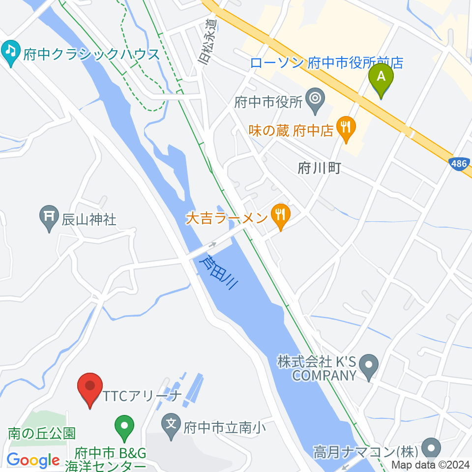 TTCアリーナ周辺のコンビニエンスストア一覧地図