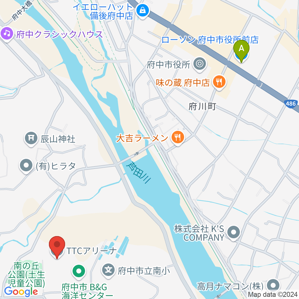 TTCアリーナ周辺のコンビニエンスストア一覧地図