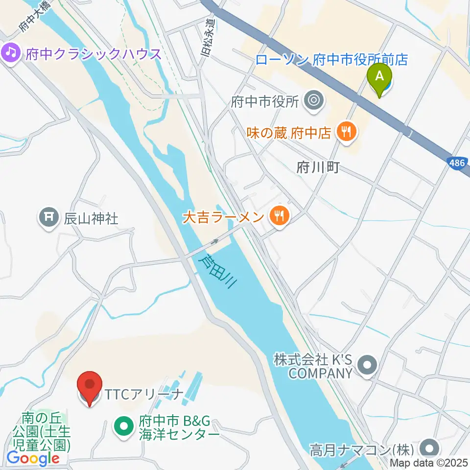 TTCアリーナ周辺のコンビニエンスストア一覧地図