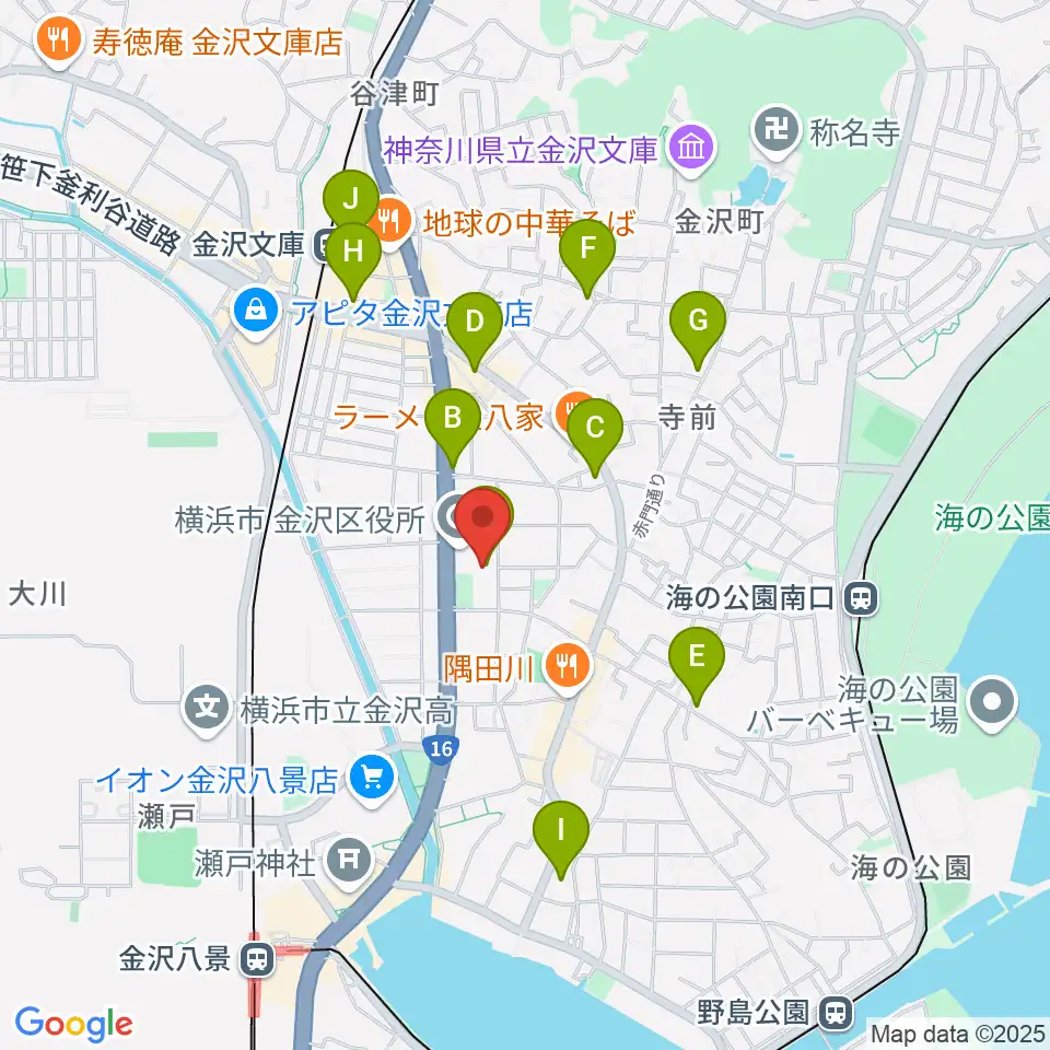 横浜市金沢公会堂周辺のコンビニエンスストア一覧地図