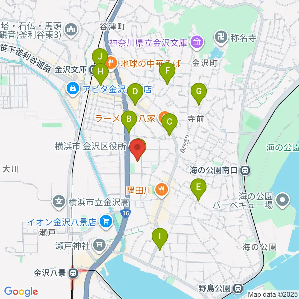 横浜市金沢公会堂周辺のコンビニエンスストア一覧地図