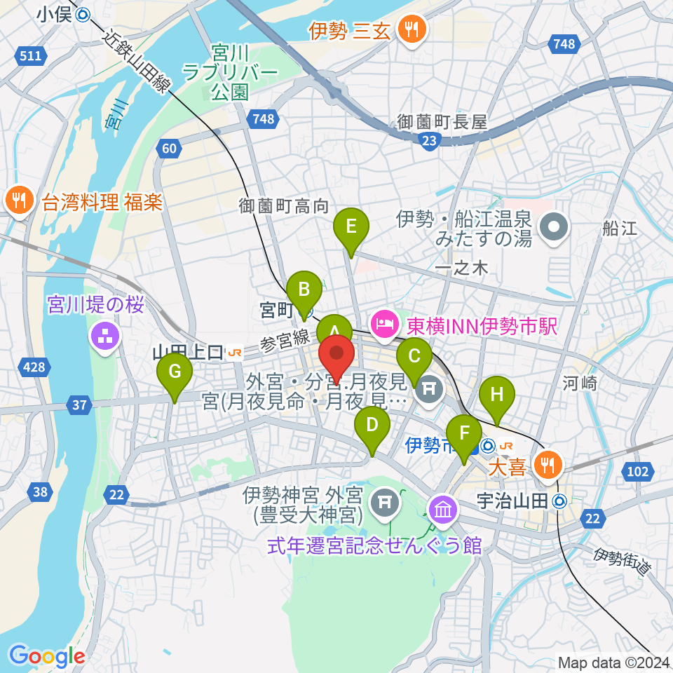 伊勢BARRET周辺のコンビニエンスストア一覧地図