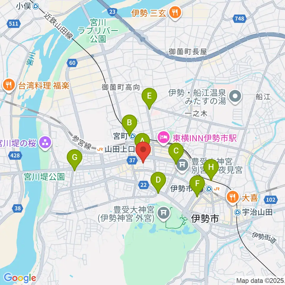 伊勢BARRET周辺のコンビニエンスストア一覧地図