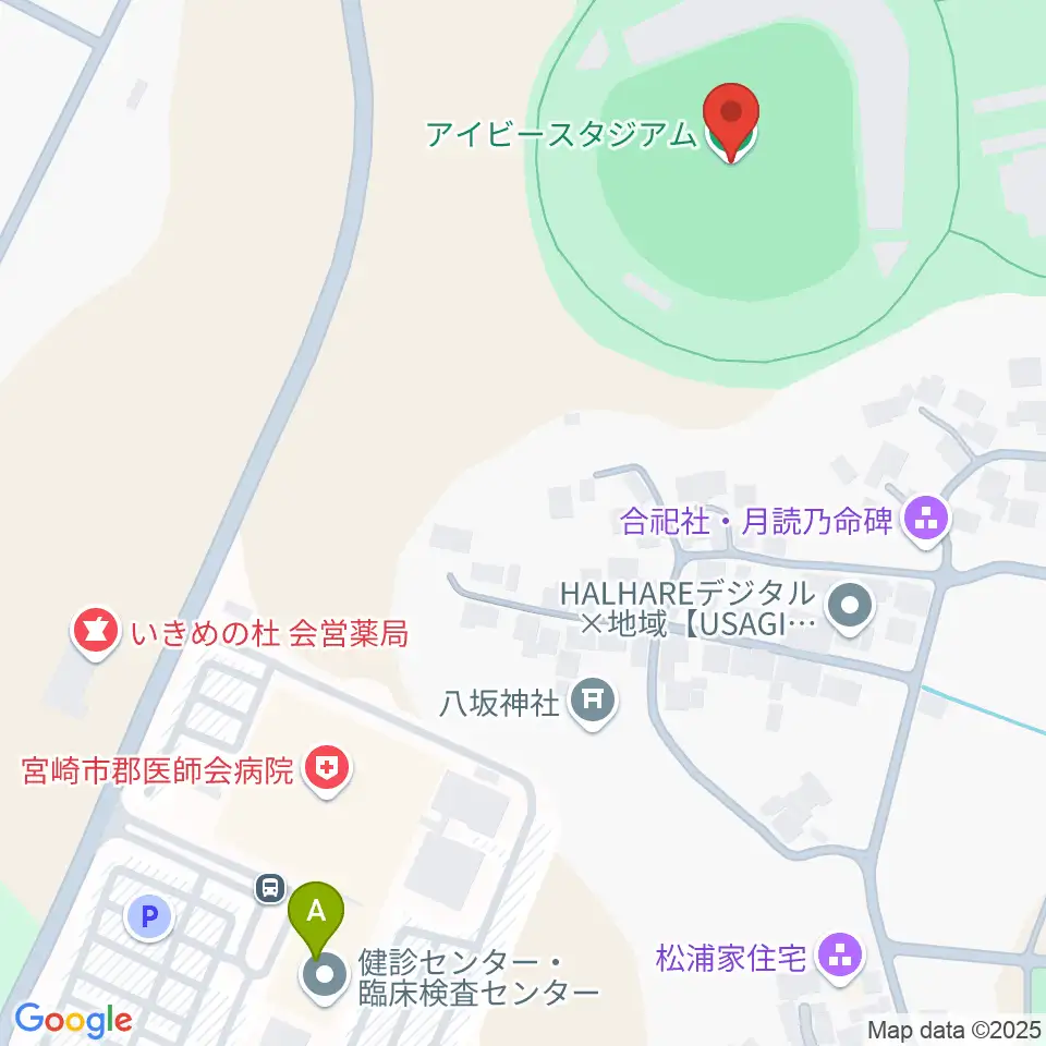 アイビースタジアム周辺のコンビニエンスストア一覧地図