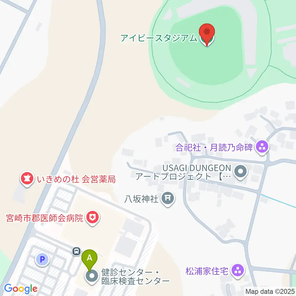 アイビースタジアム周辺のコンビニエンスストア一覧地図
