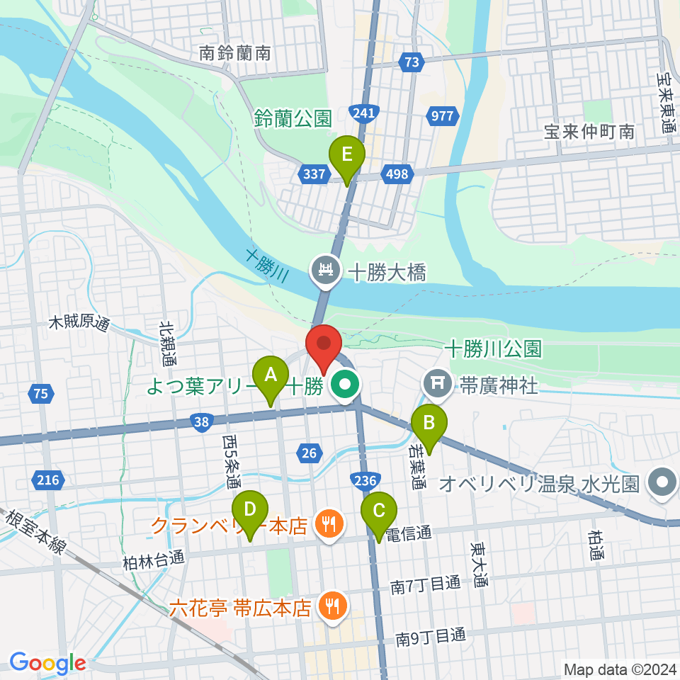 よつ葉アリーナ十勝周辺のコンビニエンスストア一覧地図