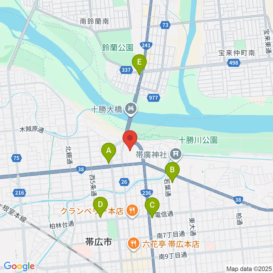 よつ葉アリーナ十勝周辺のコンビニエンスストア一覧地図
