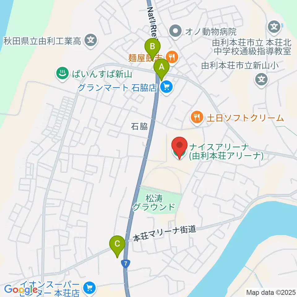 ナイスアリーナ周辺のコンビニエンスストア一覧地図