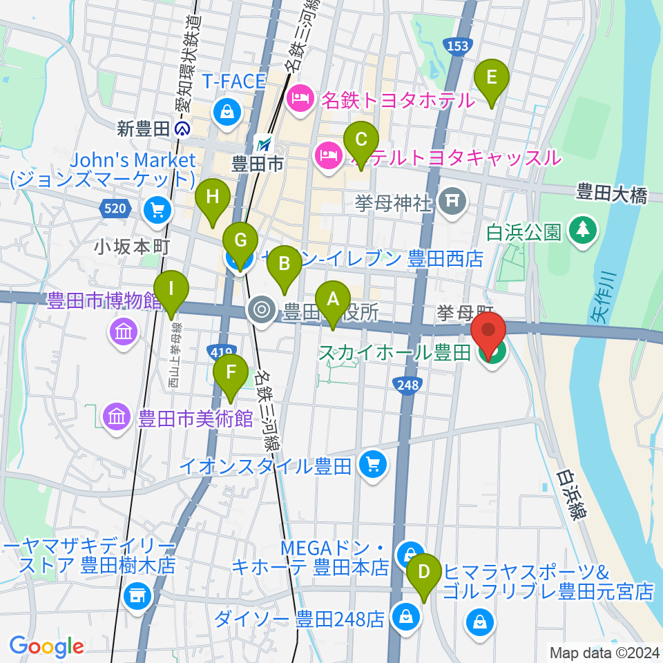 スカイホール豊田周辺のコンビニエンスストア一覧地図