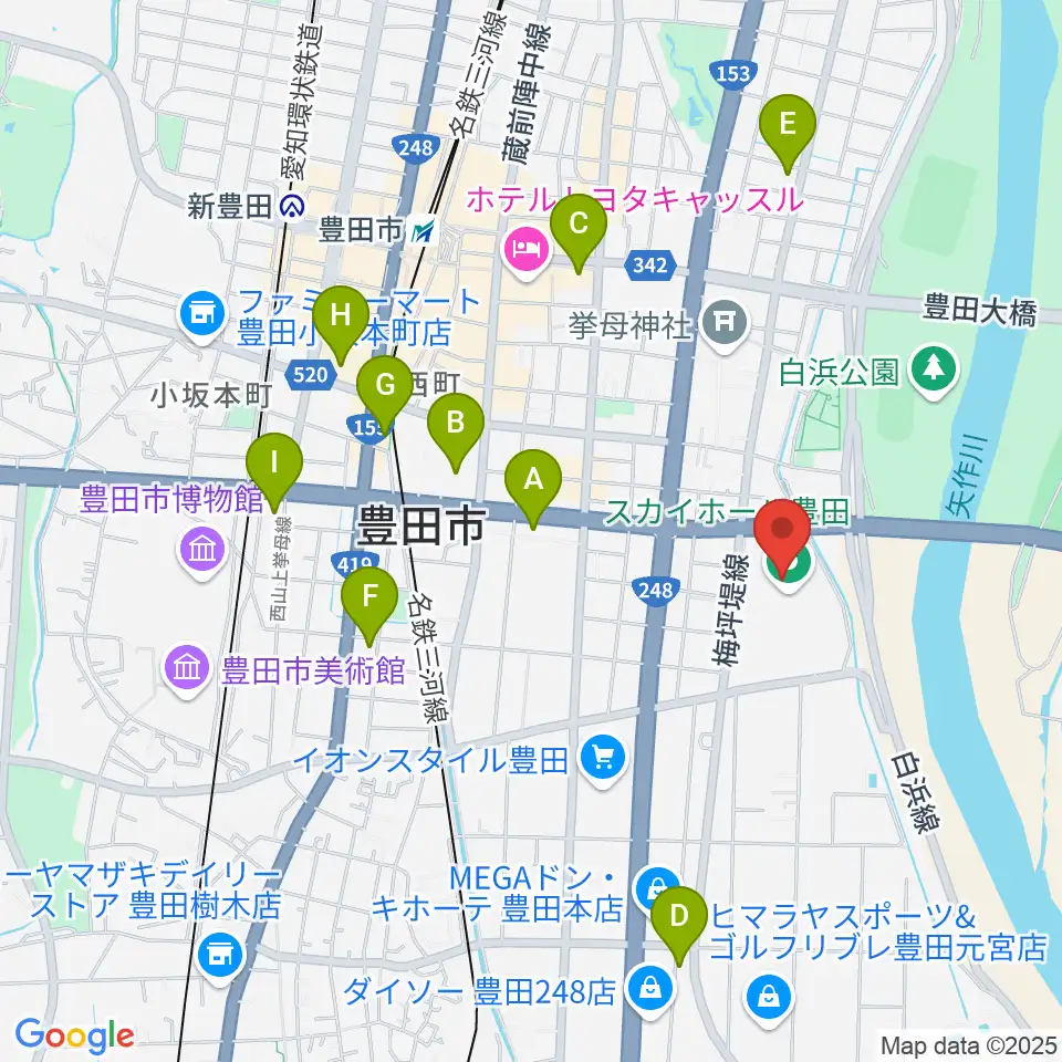 スカイホール豊田周辺のコンビニエンスストア一覧地図