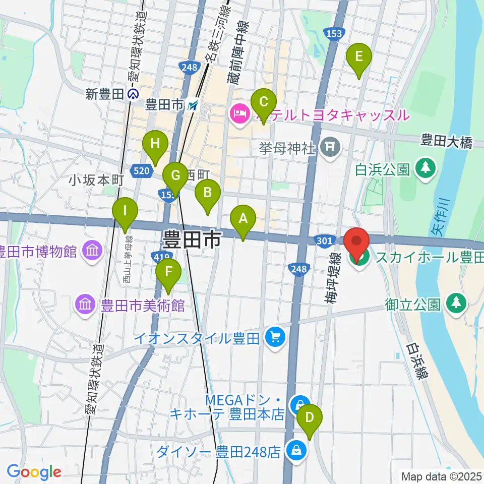 スカイホール豊田周辺のコンビニエンスストア一覧地図