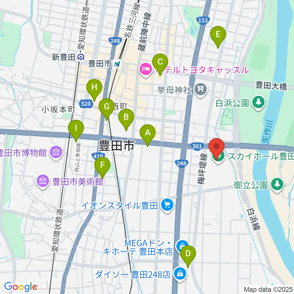 スカイホール豊田周辺のコンビニエンスストア一覧地図