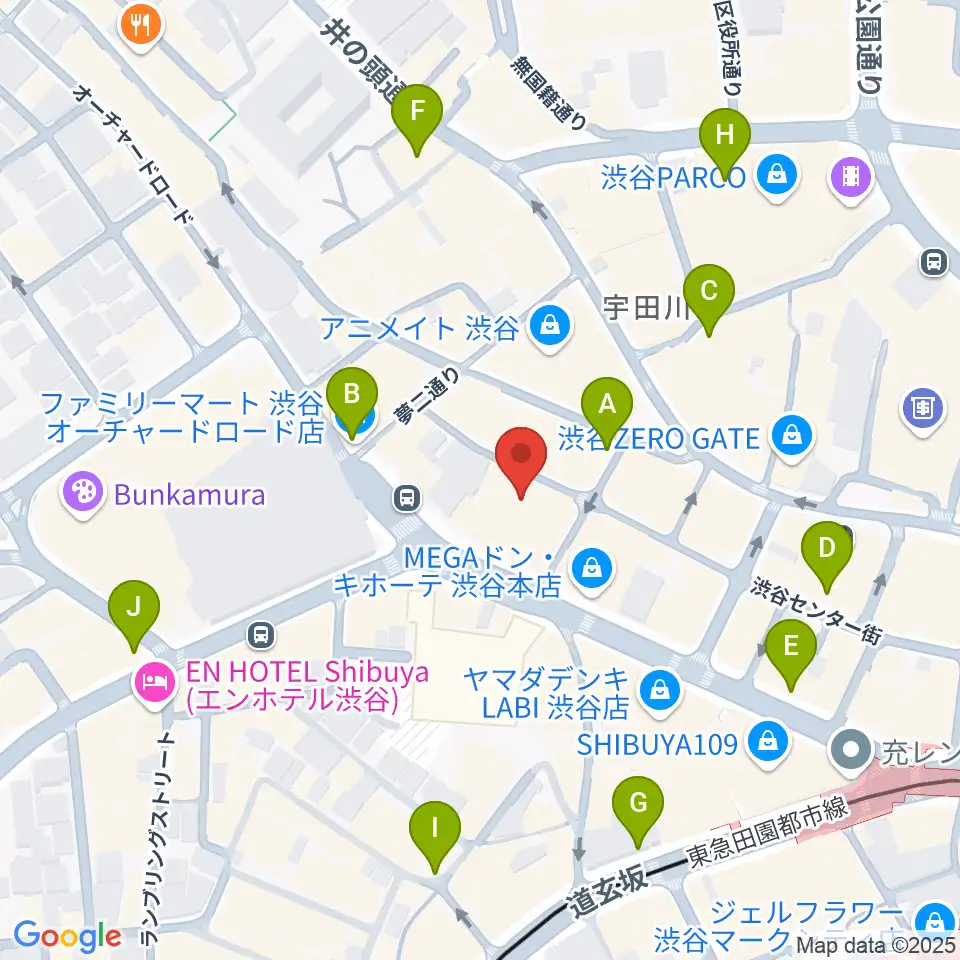 ビーツ渋谷周辺のコンビニエンスストア一覧地図