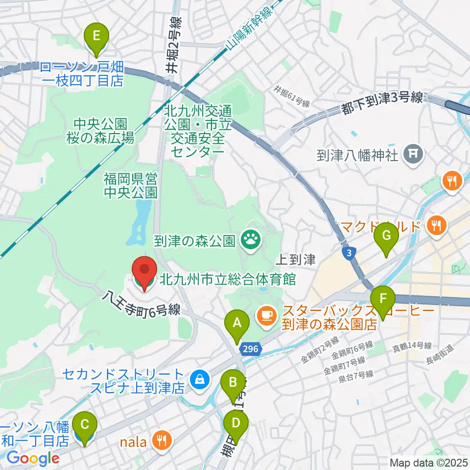 北九州市立総合体育館周辺のコンビニエンスストア一覧地図