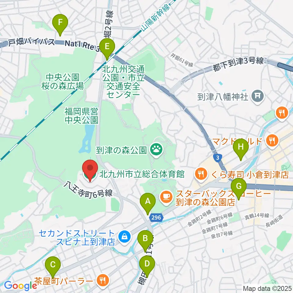 北九州市立総合体育館周辺のコンビニエンスストア一覧地図