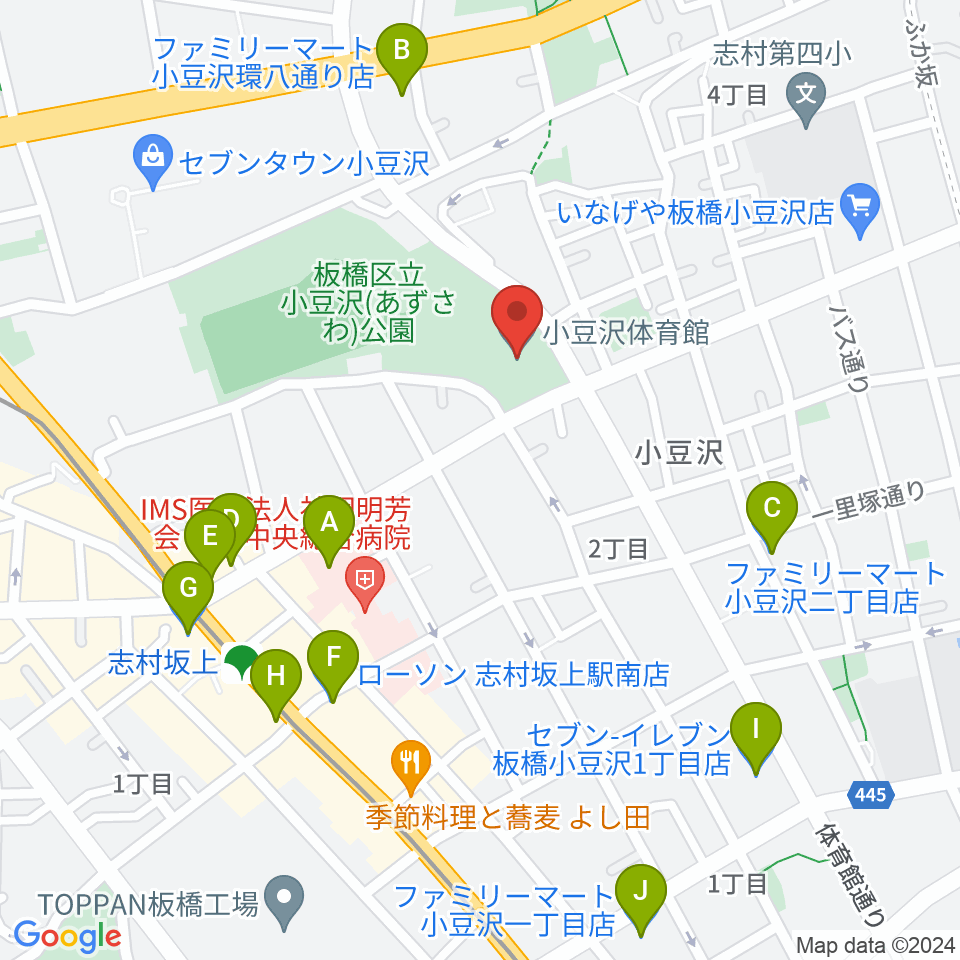 小豆沢体育館周辺のコンビニエンスストア一覧地図