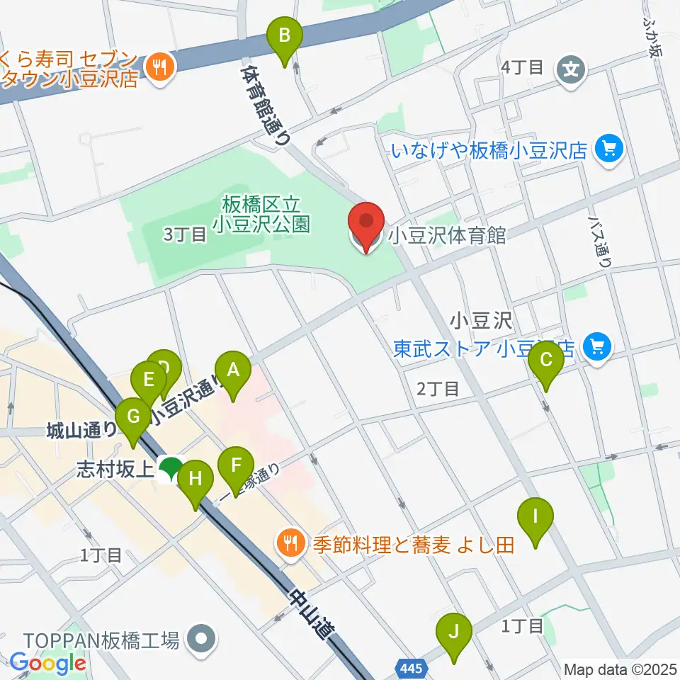 小豆沢体育館周辺のコンビニエンスストア一覧地図