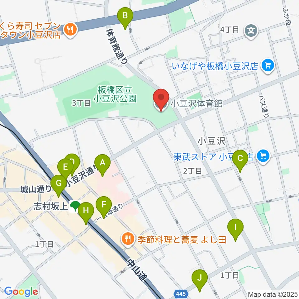 小豆沢体育館周辺のコンビニエンスストア一覧地図