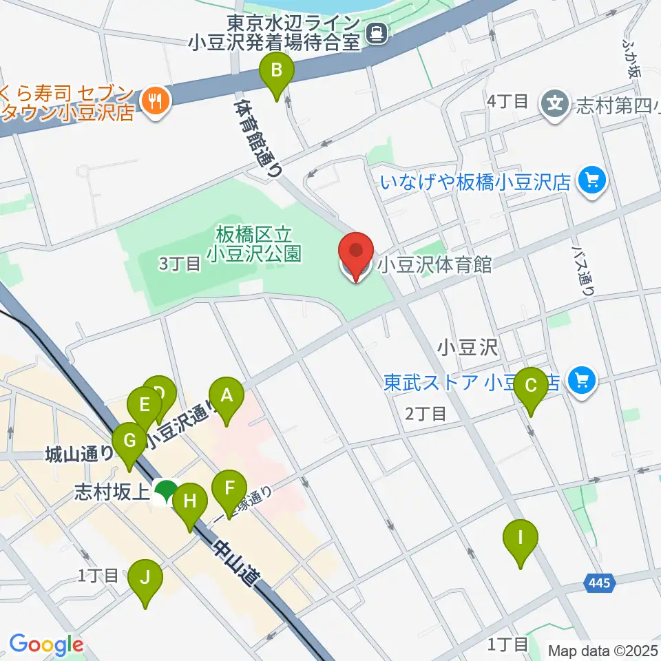 小豆沢体育館周辺のコンビニエンスストア一覧地図