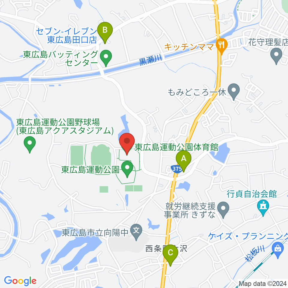 東広島運動公園体育館周辺のコンビニエンスストア一覧地図