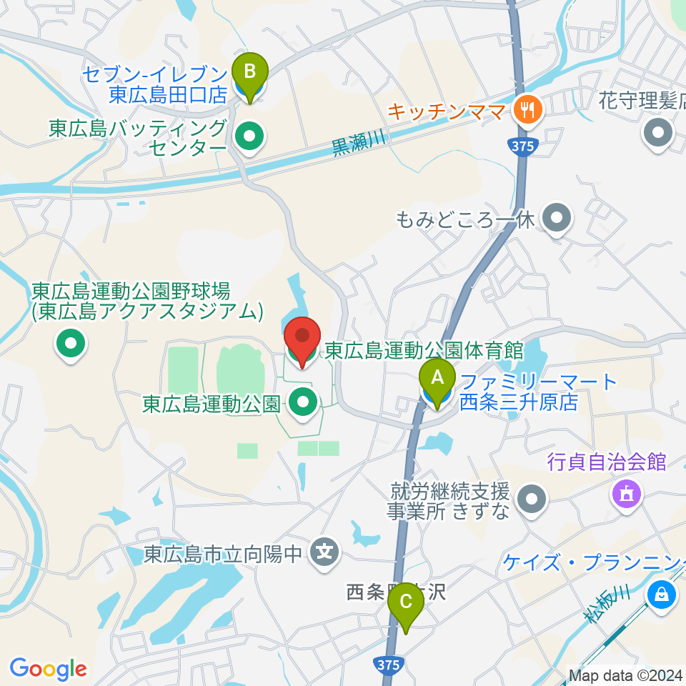 東広島運動公園体育館周辺のコンビニエンスストア一覧地図