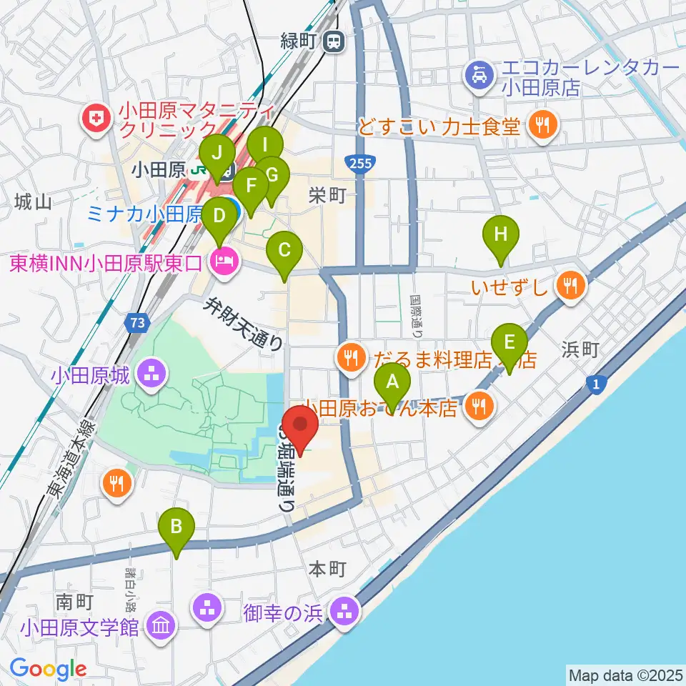 小田原三の丸ホール周辺のコンビニエンスストア一覧地図