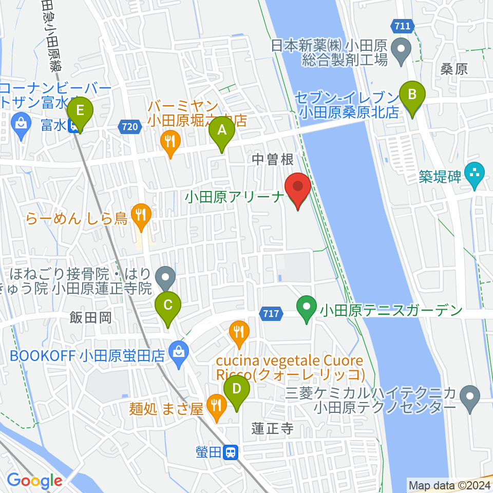 小田原アリーナ周辺のコンビニエンスストア一覧地図