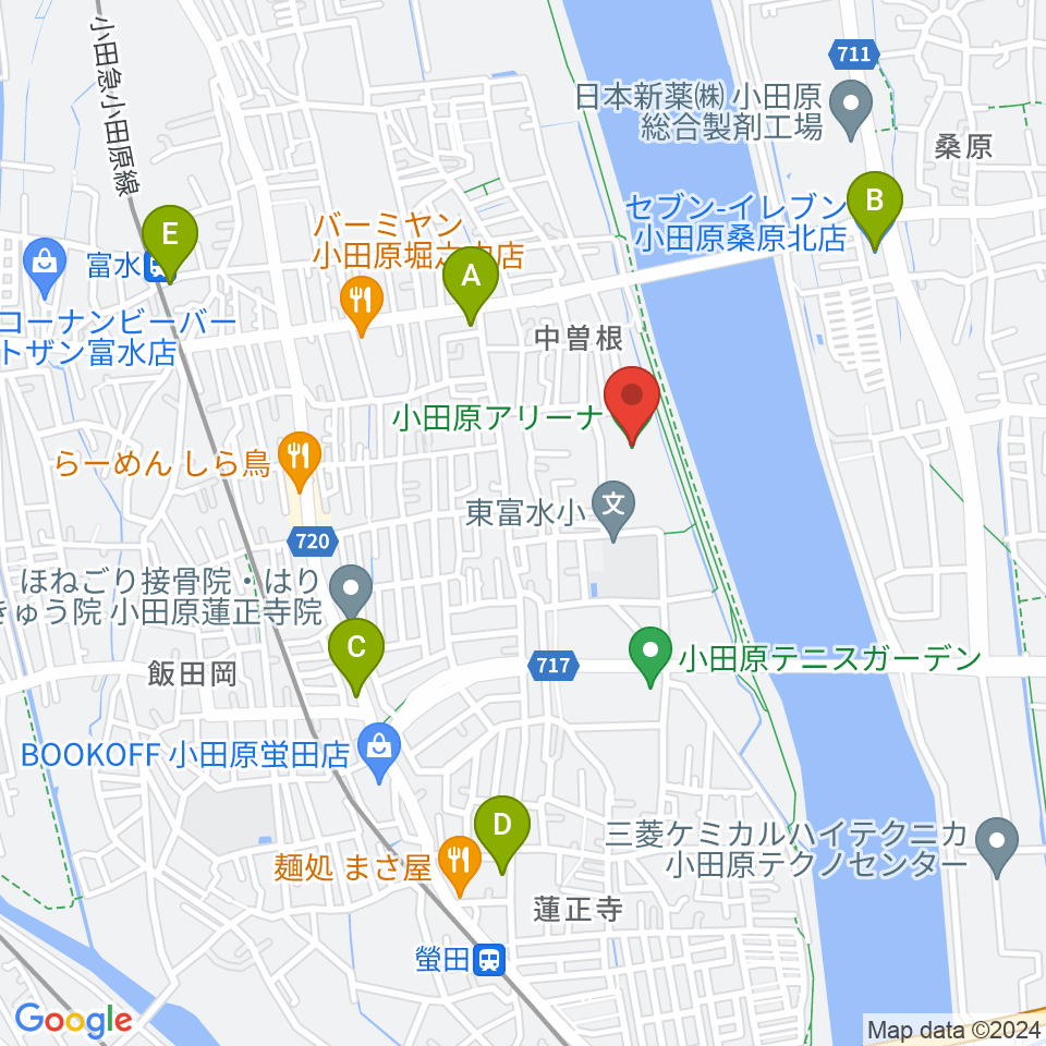 小田原アリーナ周辺のコンビニエンスストア一覧地図