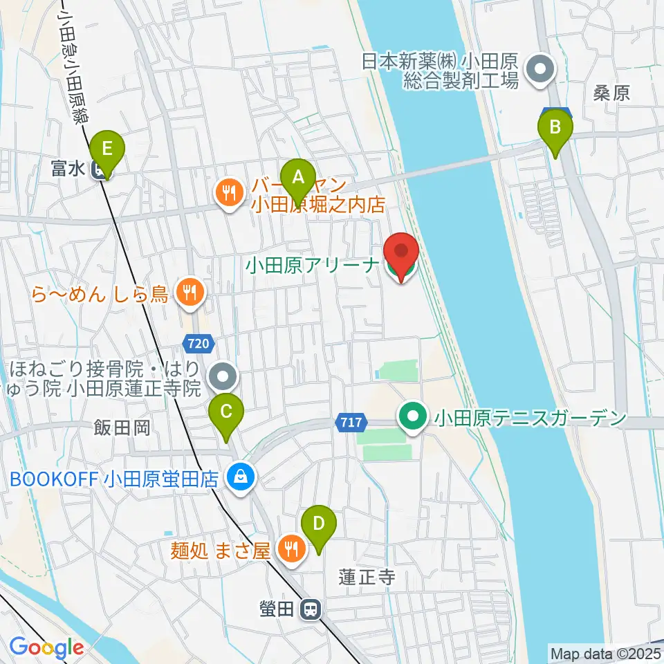 小田原アリーナ周辺のコンビニエンスストア一覧地図