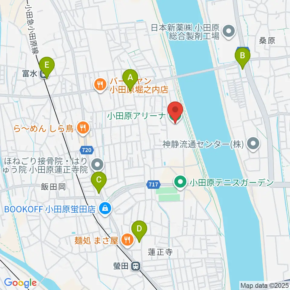 小田原アリーナ周辺のコンビニエンスストア一覧地図