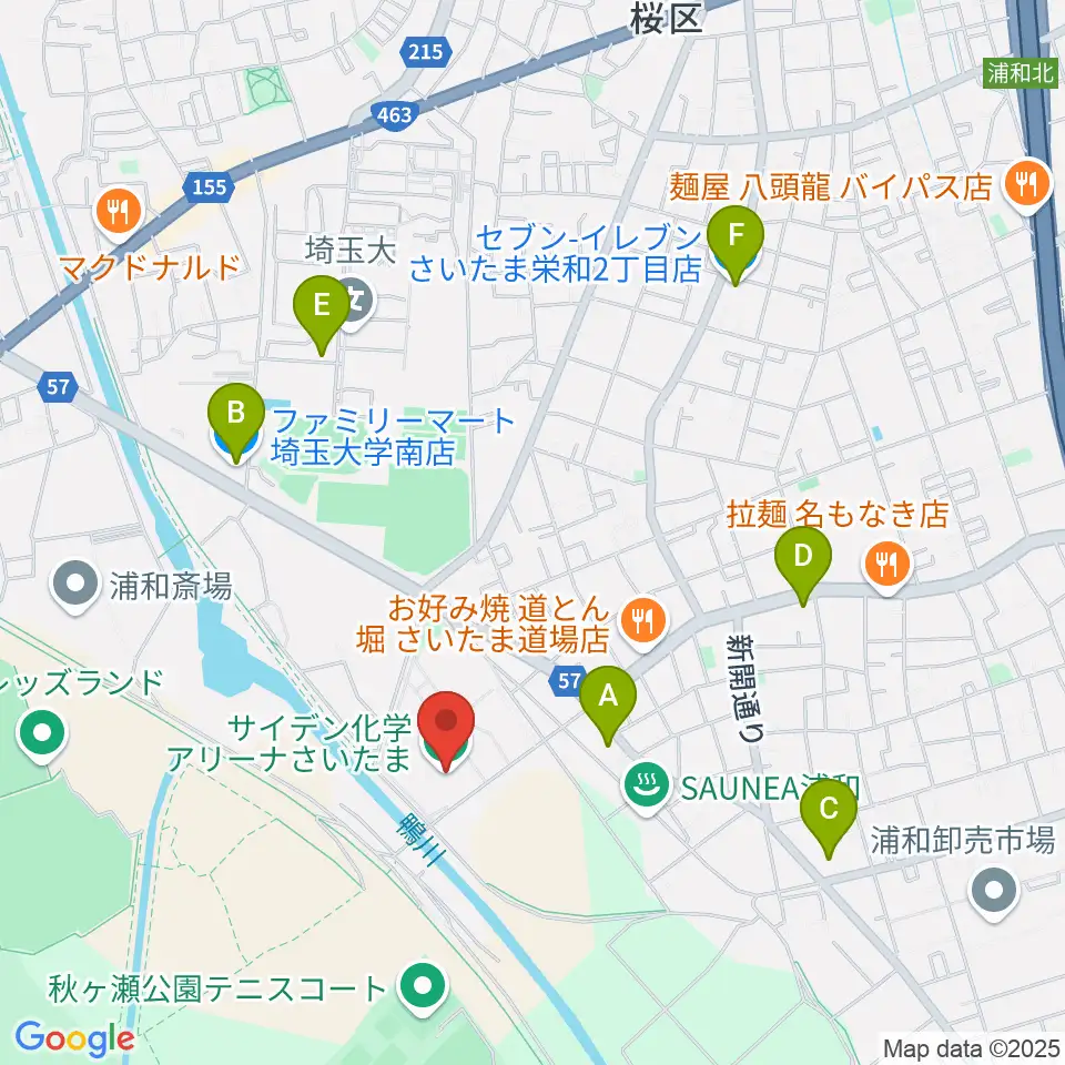 サイデン化学アリーナさいたま周辺のコンビニエンスストア一覧地図