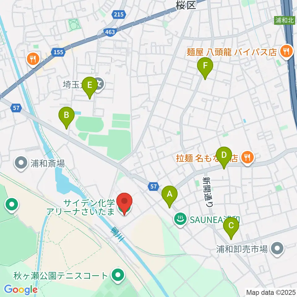 サイデン化学アリーナさいたま周辺のコンビニエンスストア一覧地図