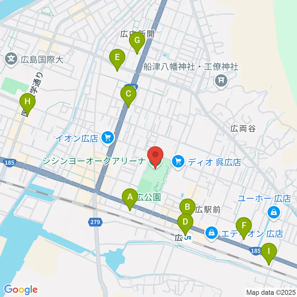 シシンヨーオークアリーナ周辺のコンビニエンスストア一覧地図