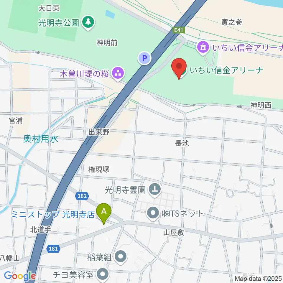 一宮市総合体育館 いちい信金アリーナ周辺のコンビニエンスストア一覧地図
