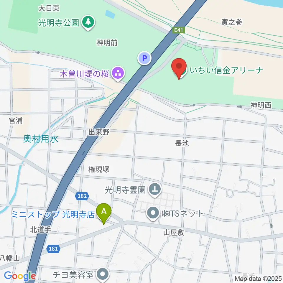 一宮市総合体育館 いちい信金アリーナ周辺のコンビニエンスストア一覧地図