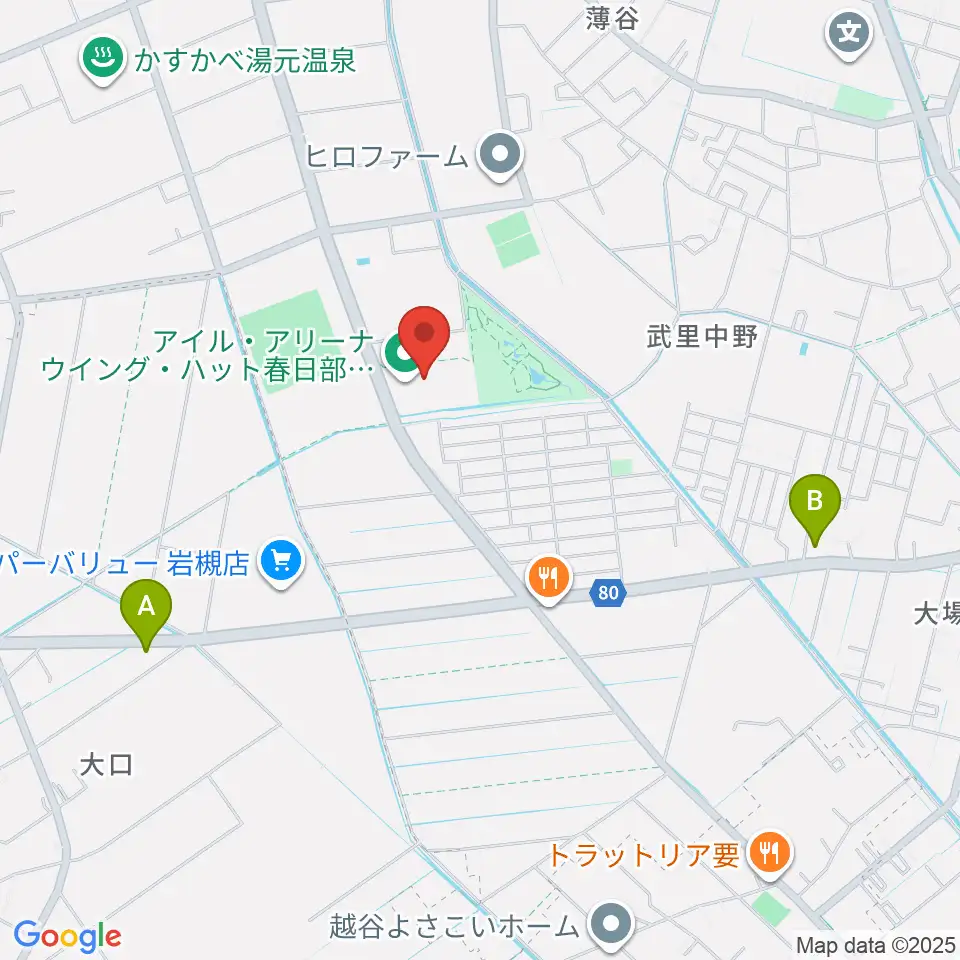 アイル･アリーナ ウイング・ハット春日部周辺のコンビニエンスストア一覧地図