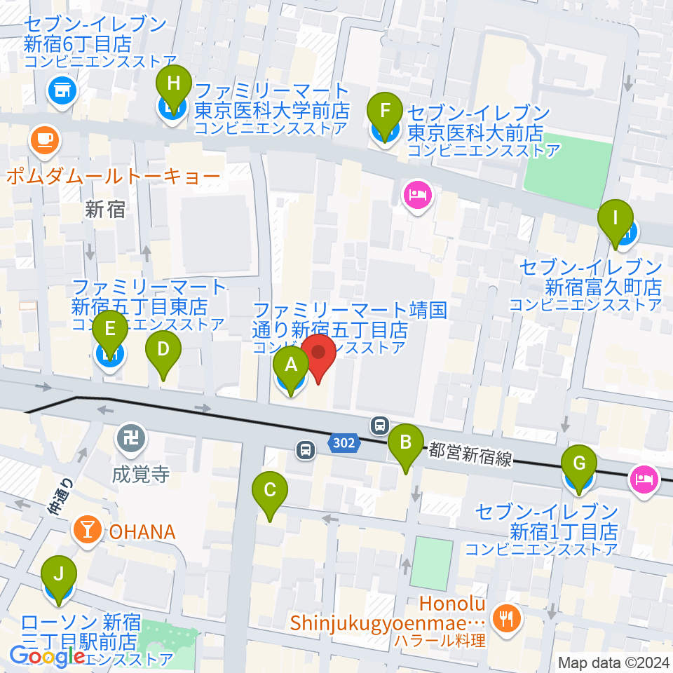 新宿アットシアター周辺のコンビニエンスストア一覧地図