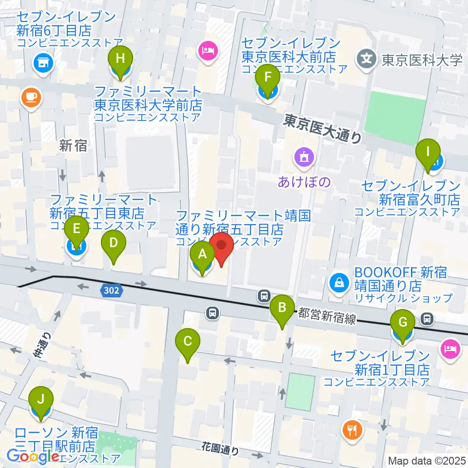 新宿アットシアター周辺のコンビニエンスストア一覧地図