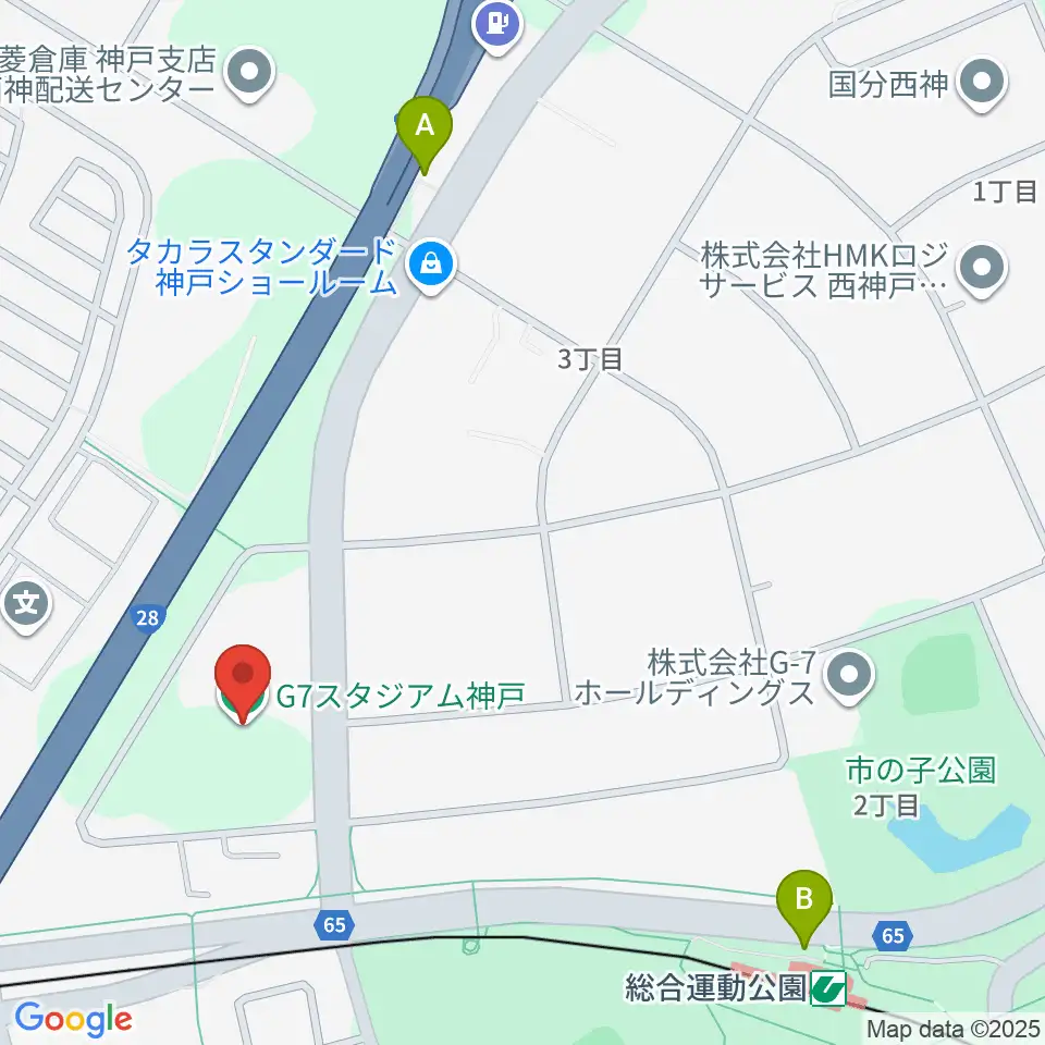 G7スタジアム神戸周辺のコンビニエンスストア一覧地図