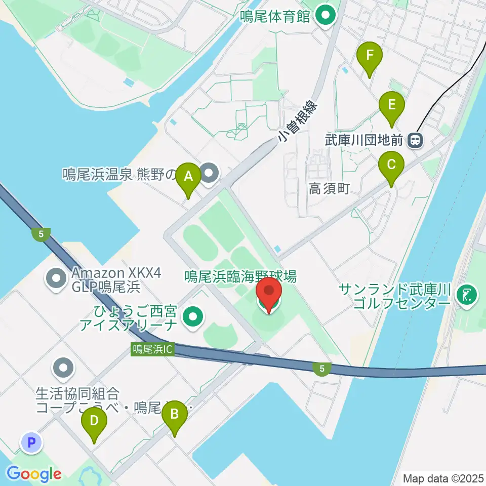 鳴尾浜臨海野球場周辺のコンビニエンスストア一覧地図