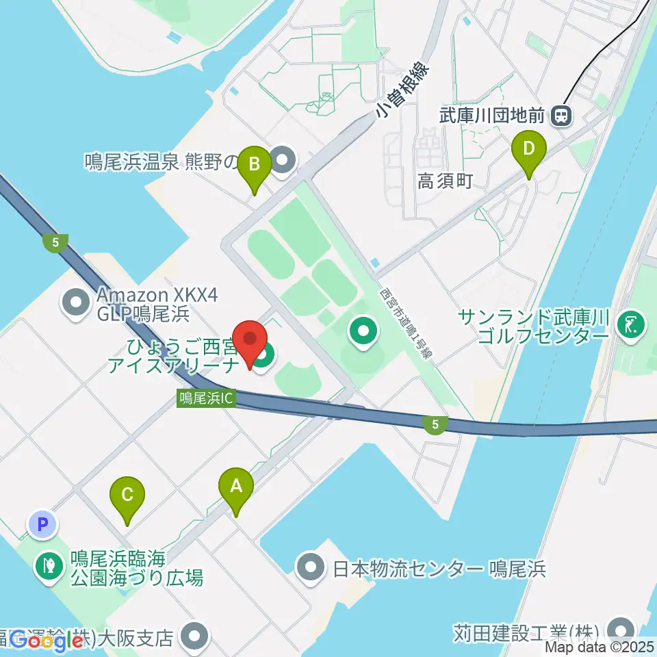 ひょうご西宮アイスアリーナ周辺のコンビニエンスストア一覧地図