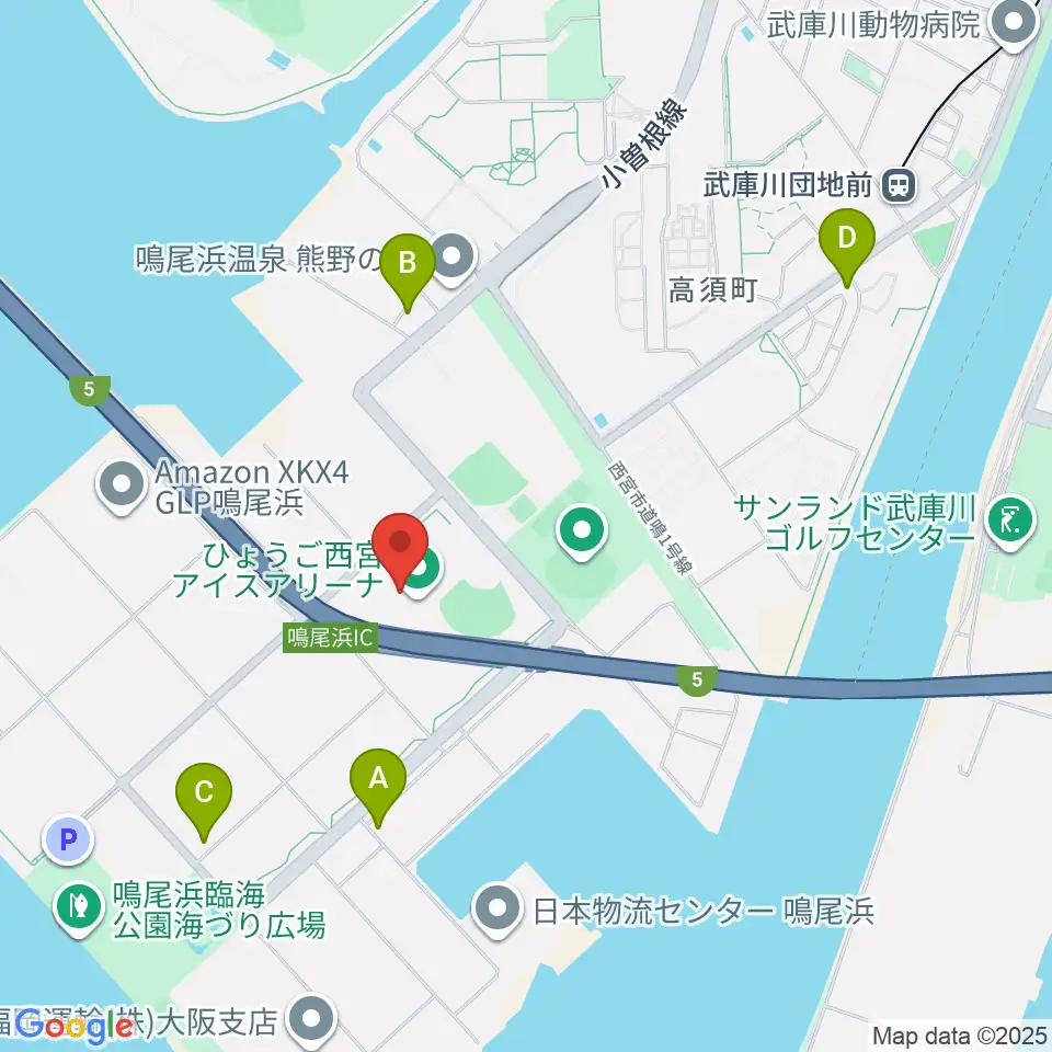 ひょうご西宮アイスアリーナ周辺のコンビニエンスストア一覧地図