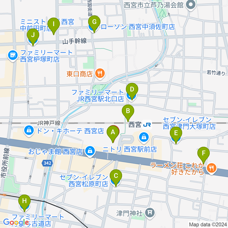 石井音楽教室周辺のコンビニエンスストア一覧地図