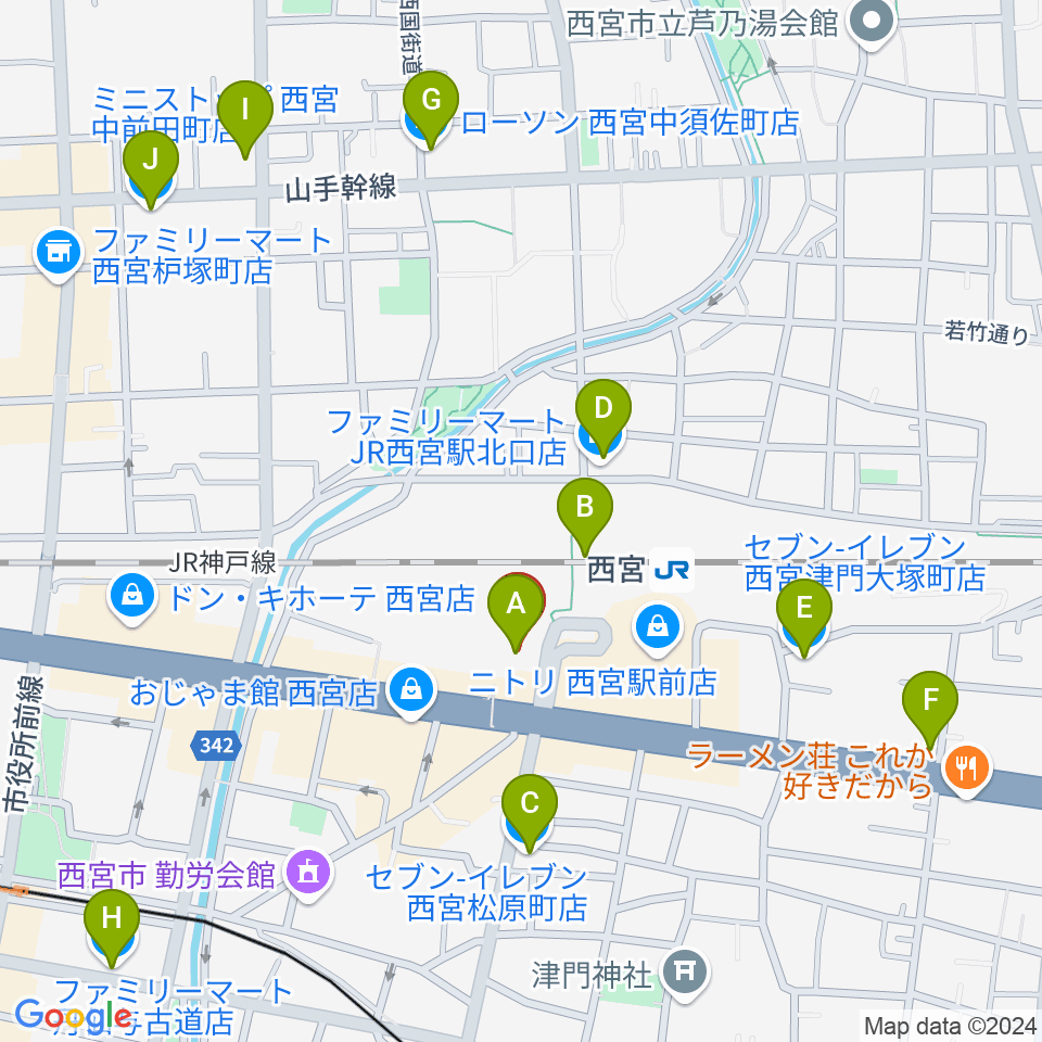 石井音楽教室周辺のコンビニエンスストア一覧地図