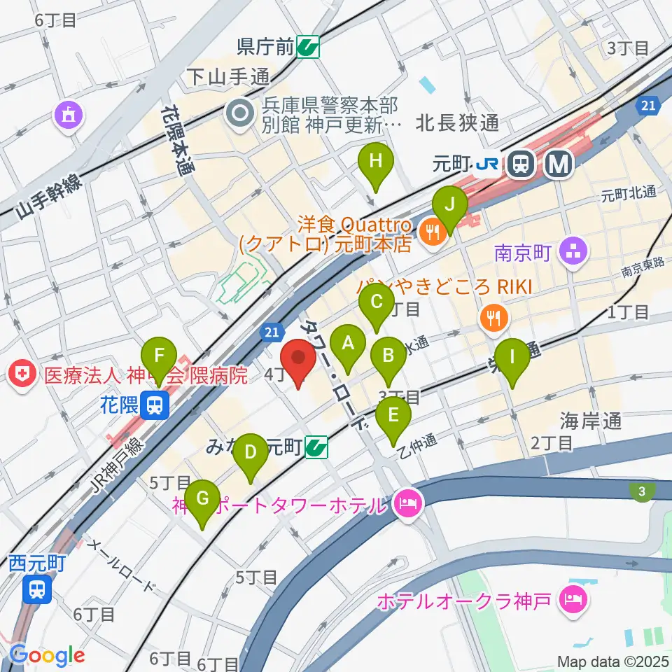 元町映画館周辺のコンビニエンスストア一覧地図