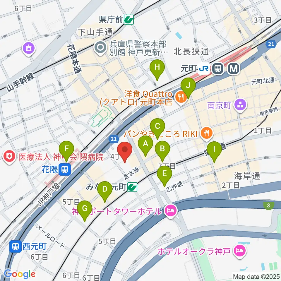 元町映画館周辺のコンビニエンスストア一覧地図
