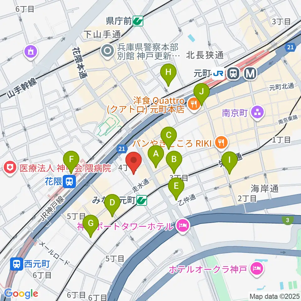 元町映画館周辺のコンビニエンスストア一覧地図