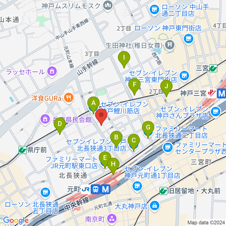 Strada Records周辺のコンビニエンスストア一覧地図