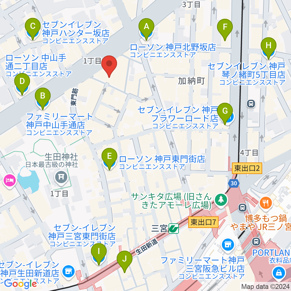 nagomibar周辺のコンビニエンスストア一覧地図